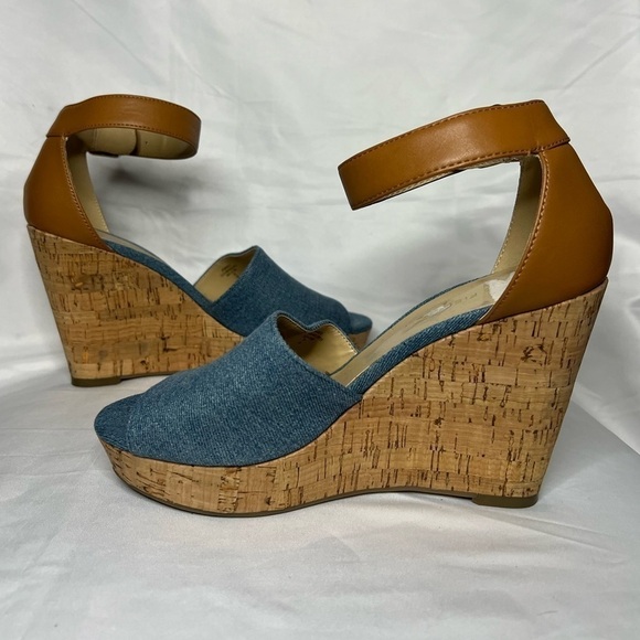 Marc Fisher Wander Denim Cork Wedges 7 - Picture 4 of 10